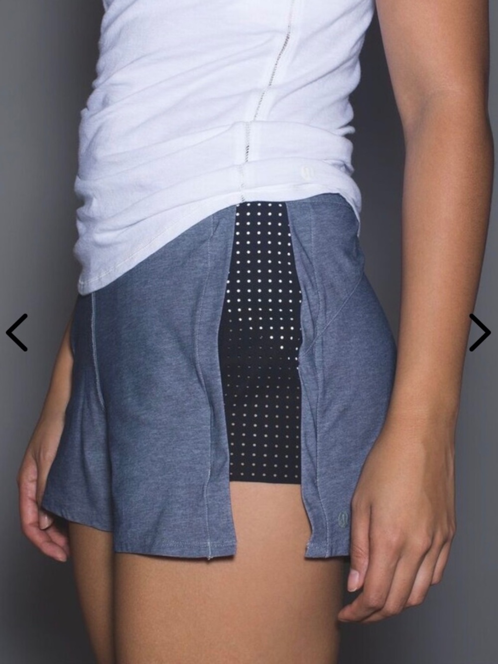 Lululemon On The Go High Waist Shorts UPF 50+ Ventilated Side Gray Black Size 6